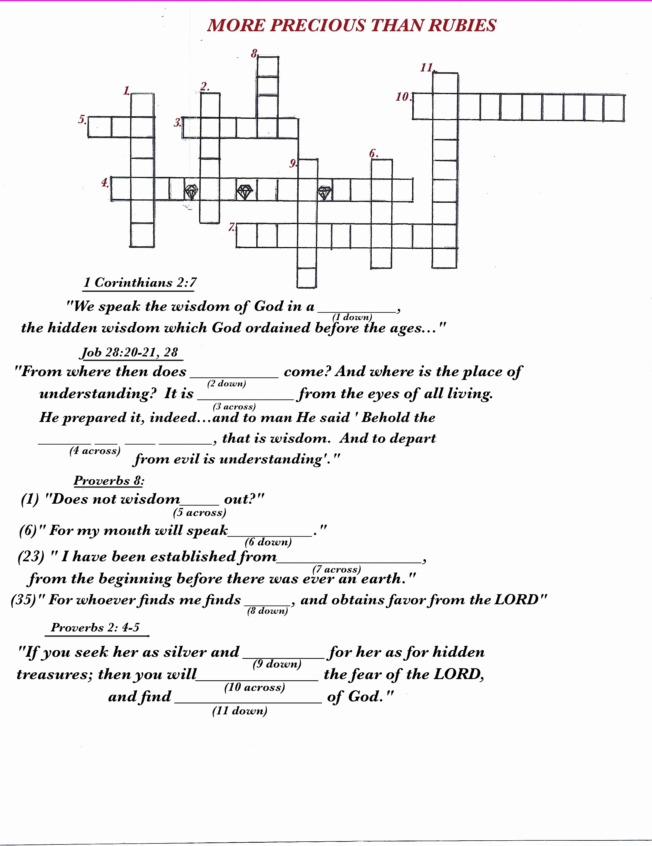 wisdom crossword puzzle kidsbible